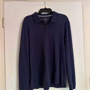 UNTUCKit Men's Wrinkle-Free Damaschino Long-Sleeve Polo Navy